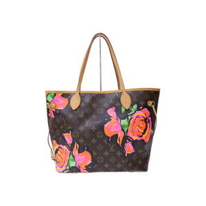 Louis Vuitton Neverfull Monogram Leather Brown Rose Pink Tote Bag